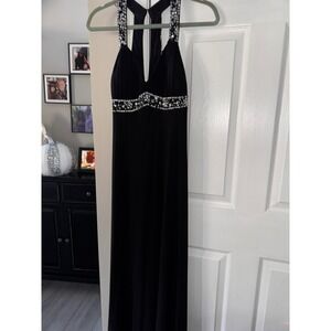 Xscape by Joanna Chen Black Beaded Halter Gown Formal Evening Dress‎ 12